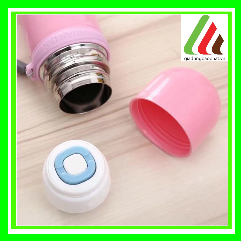 Bình giữ nhiệt the cute elves 500ml inox 2 lớp chân không cách nhiệt in hình dễ thương có dây xách tiện lợi