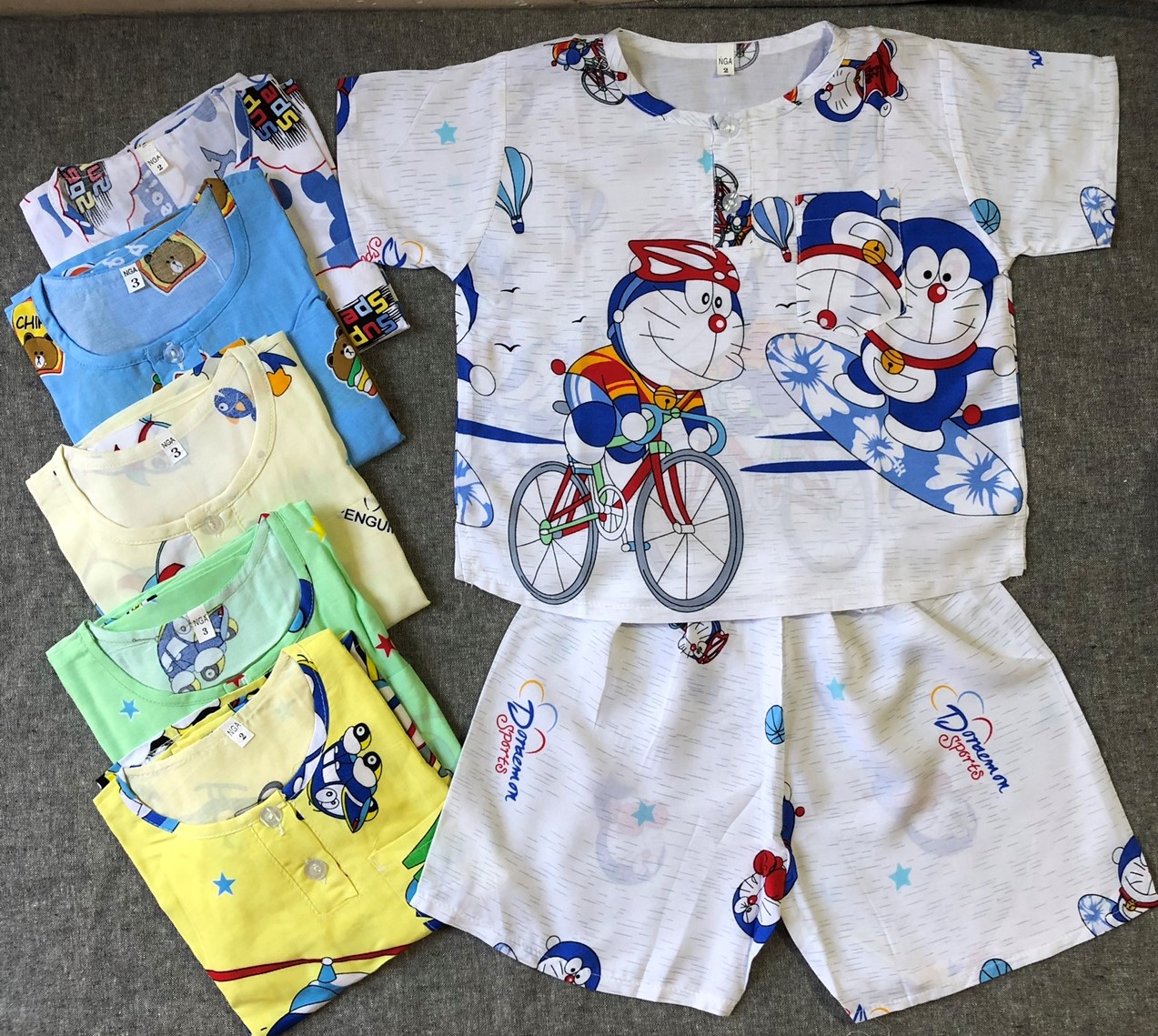 Combo 3 bộ quần áo CỘC TAY vải tole, lanh bé trai size từ 5-36kg