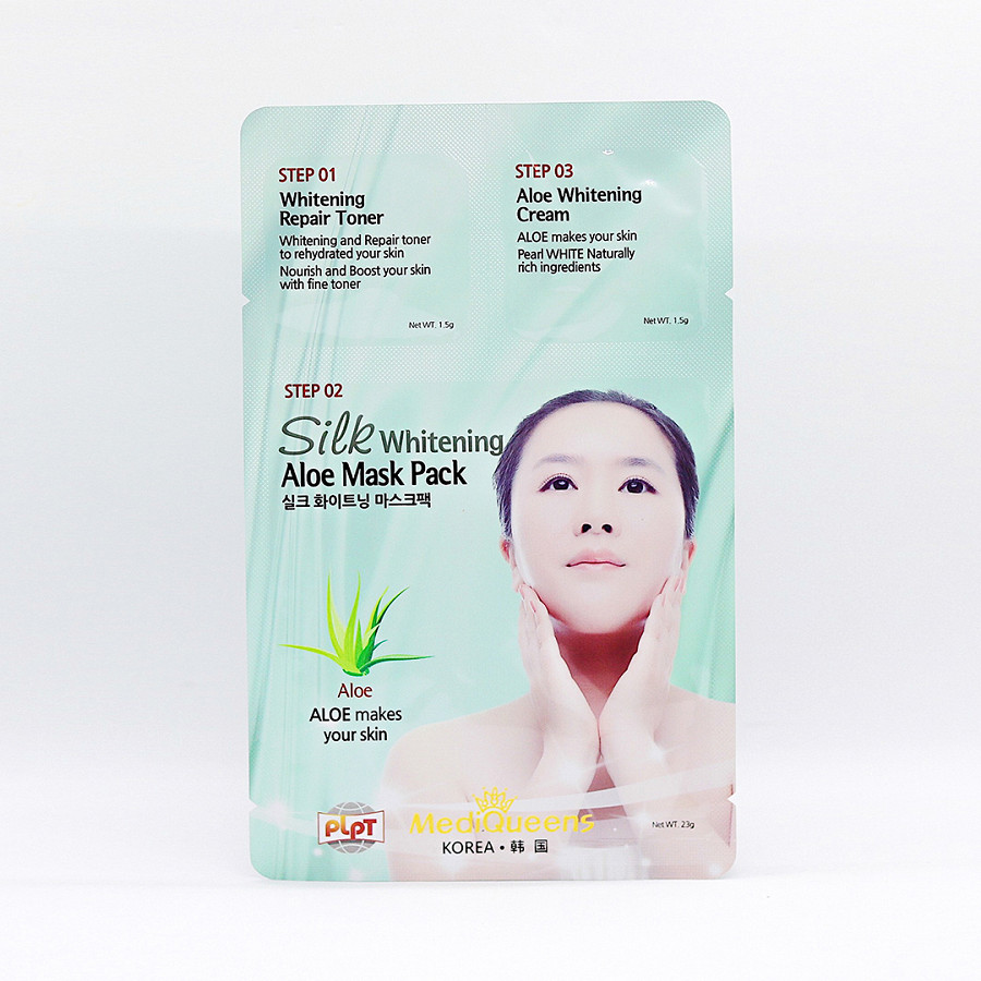 Combo 5 Mặt nạ 3 bước dưỡng da Tinh chất Nha đam MediQueens Whitening Aloe Mask Pack (26g/Miếng)