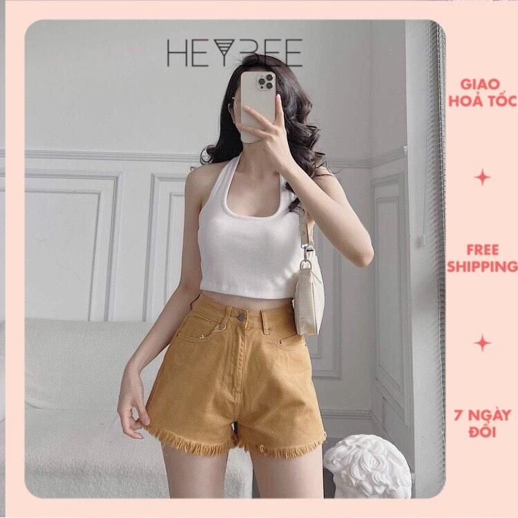 Quần shorts jeans nữ HEYBEE cắt lai nhiều màu - JEANS SHORTS HJ1233