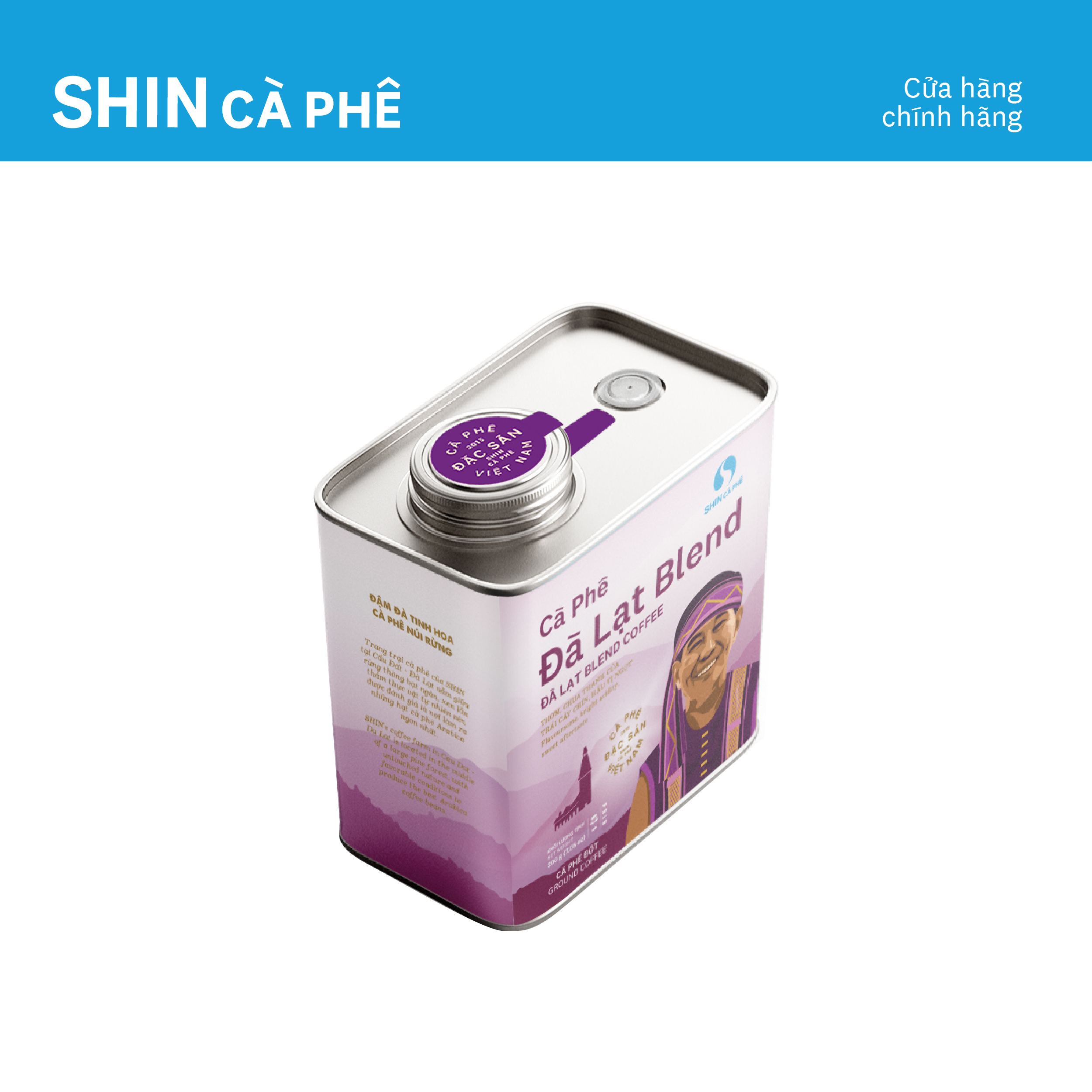 Cà phê Đà Lạt Blend - SHIN Cà phê - Cà phê pha phin - Hộp thiếc 200g