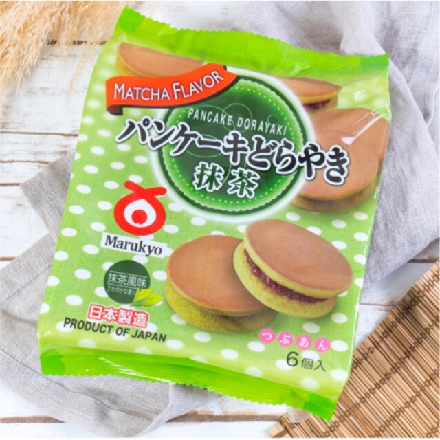 Bánh rán MARUKYO nhân đậu đỏ vị trà xanh Pancake Dorayaki (Matcha) 310g