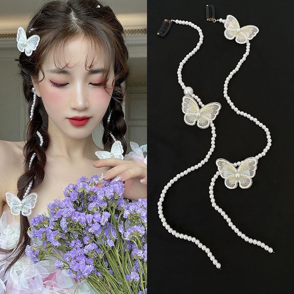 Dây bện cài tóc ngọc trai giả phối bướm ngọt ngào Tatitava