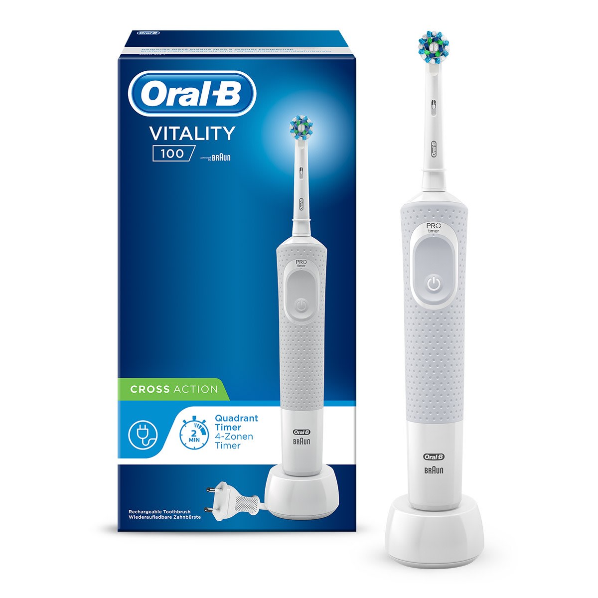 Bàn chải đánh răng điện Oral-B Vitality 100 CrossAction White D100.413.1