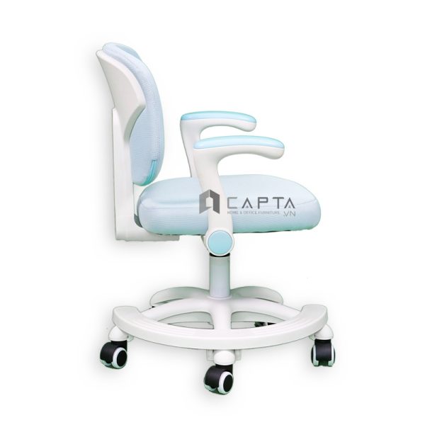 Ghế xoay trẻ em màu xanh dương CE1013-M Nội thất Capta Ghế ngồi học bài màu xanh dương cho bé trai lưng lưới nệm vải có tay tựa màu trắng