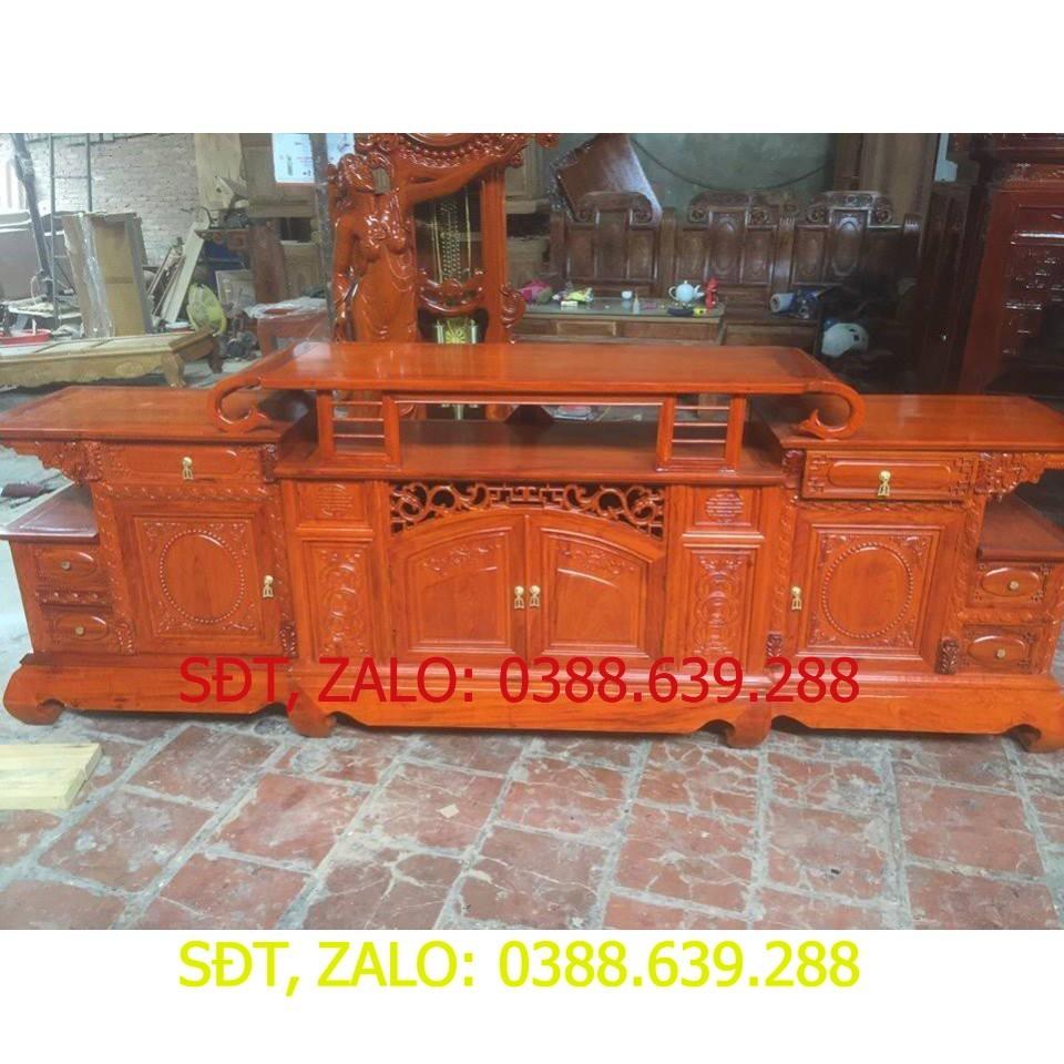 Kệ tivi giả cổ kiểu hàm ếch gỗ hương đá