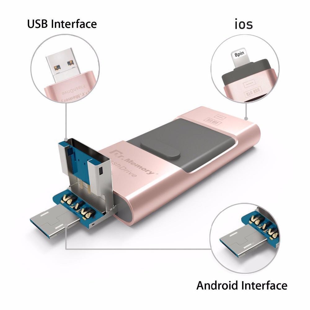 Usb 3 trong 1 gồm Otg Usb I-Flash Drive thích hợp cho Iphone Ipad Pc