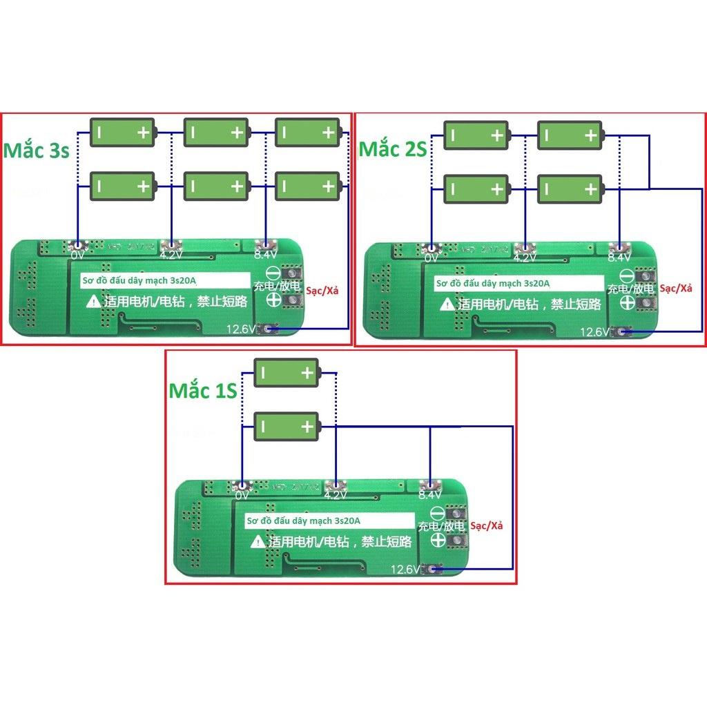 Bảng Mạch Bảo Vệ Pin Lithium 3S 20A PCB BMS 12.6V 11.1V 12V 12.6V chuyên dụng chất lượng cao