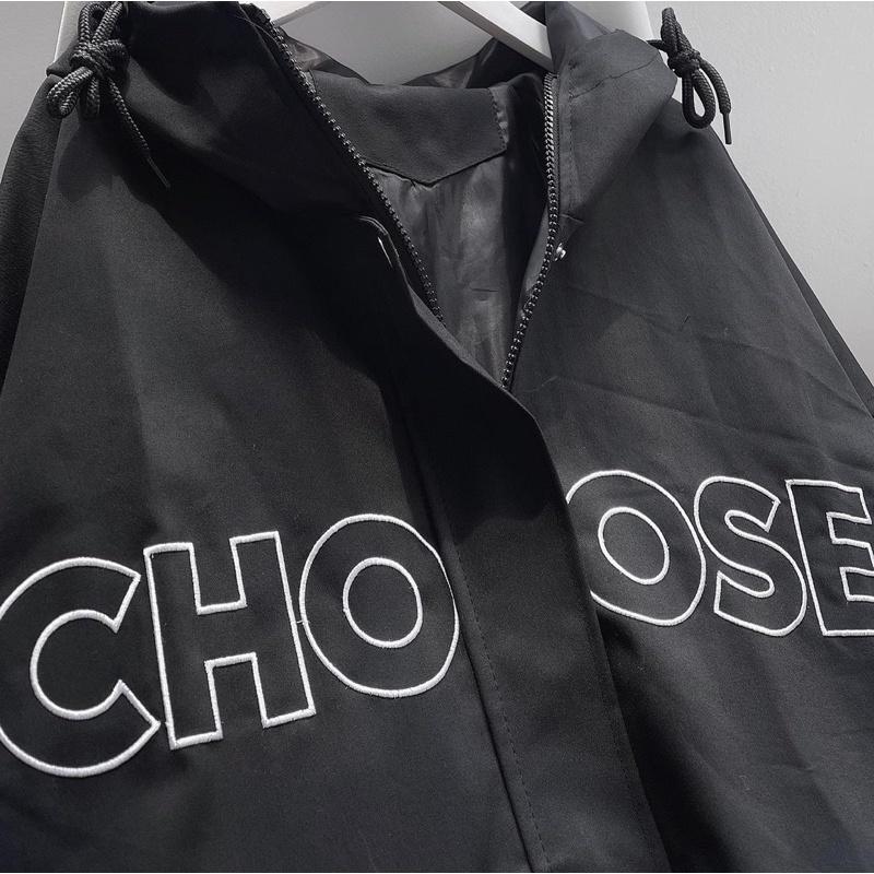 Áo khoác kaki lót dù CHOOSE màu đen ảnh thật unisex SSSTore ( nam nữ mặc đều được)