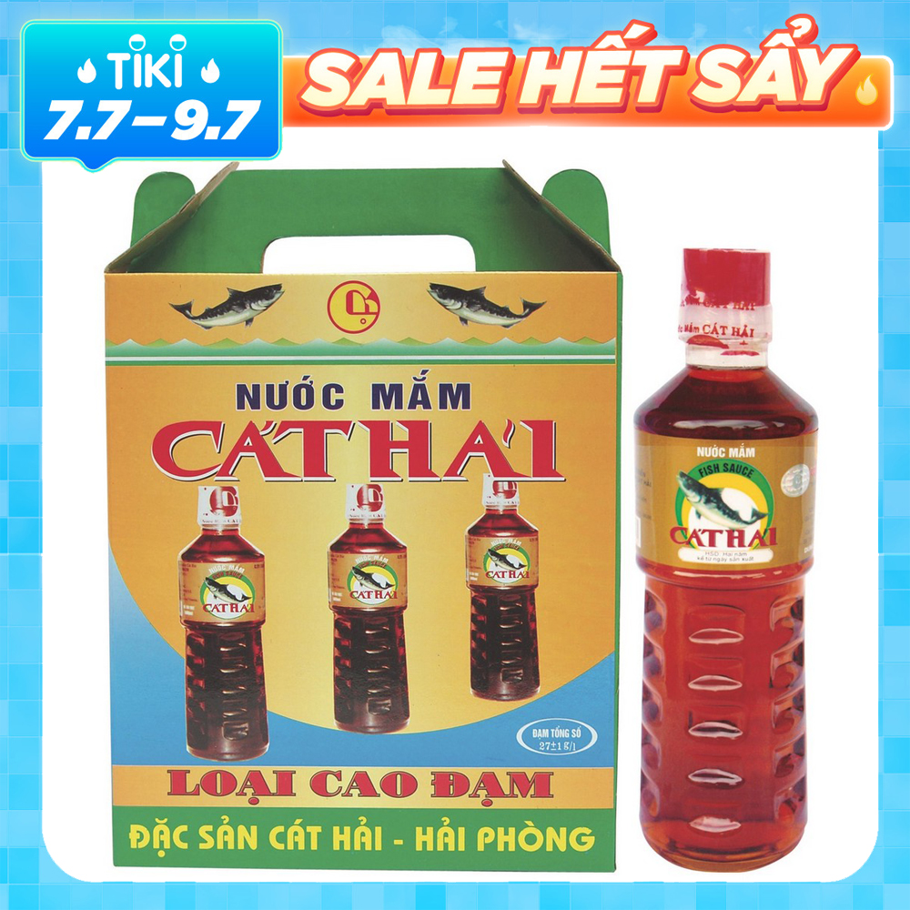 Hộp 3 Chai Nước Mắm Cát Hải Cao Đạm 500ml