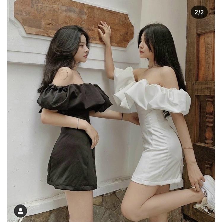 Váy Trễ Vai Bèo Ngực Đầm 2 Màu Siêu Xinhh