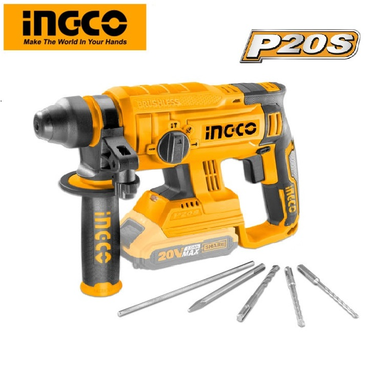 Máy khoan bê tông motor không chổi than INGCO CRHLI2201 sử dụng pin 20V