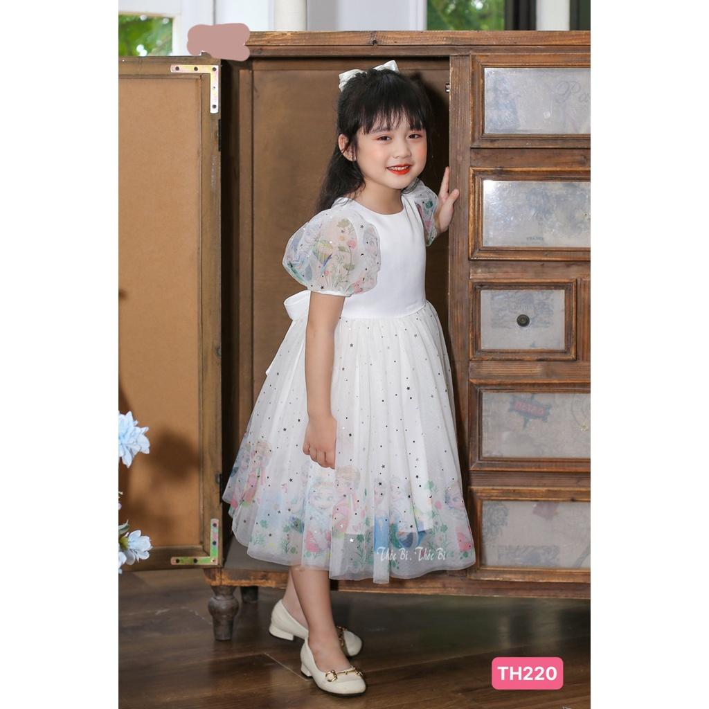 Đầm voan công chúa cho bé gái dự tiệc đẹp hình Elsa size 12-30kg hàng thiết kế cao cấp kèm kẹp tóc