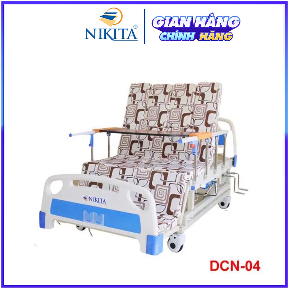 Giường bệnh cao cấp - DCN04 - Nâng đầu, nâng hạ chân, nghiêng trái phải, có chổ để bô - Chính hãng NIKITA