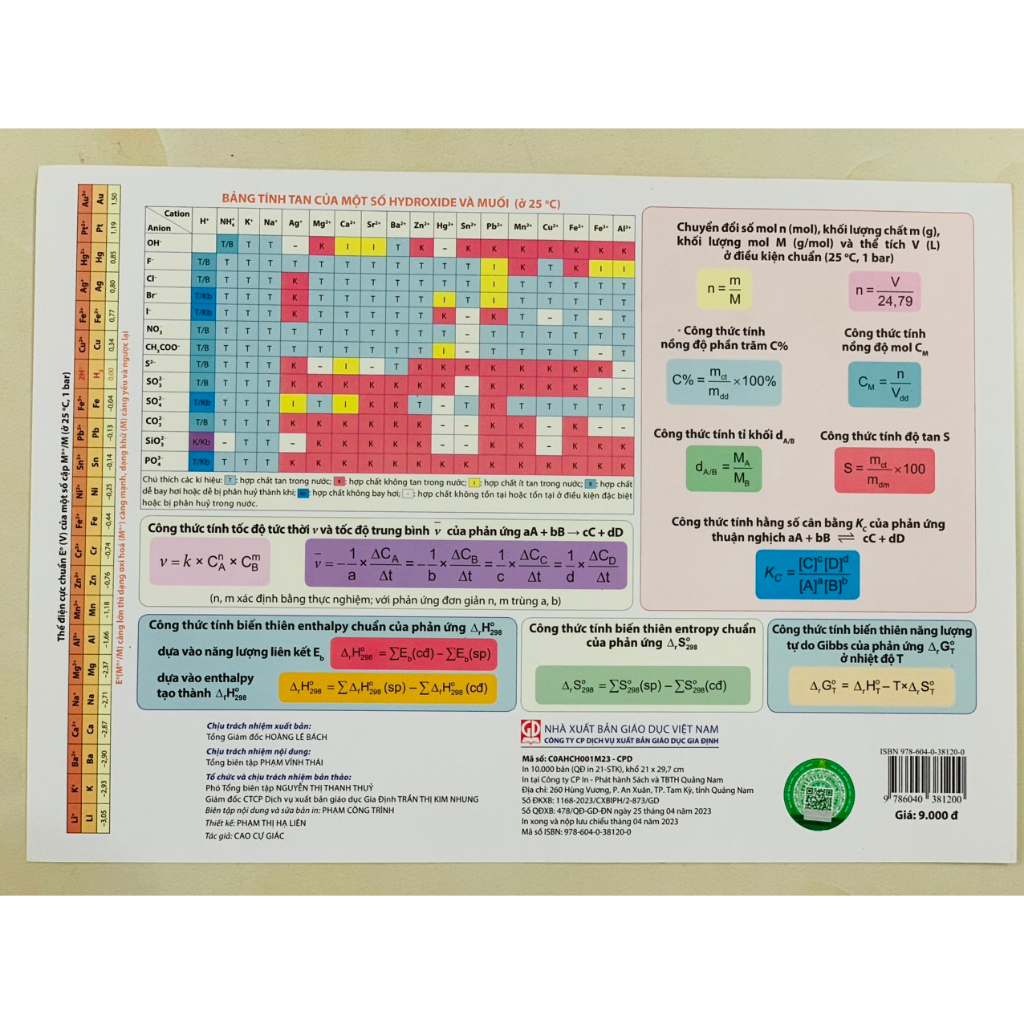 Sách - Bảng tuần hoàn các nguyên tố hóa học ( theo chương trình GDPT 2018 ) - NXB Giáo Dục VN