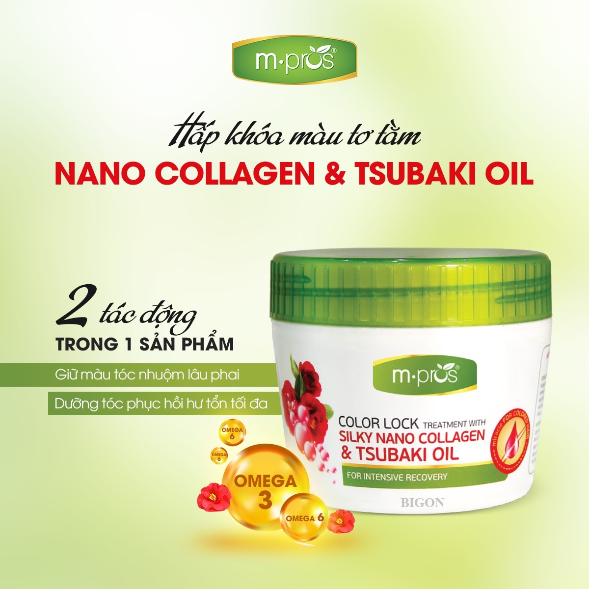 Hấp Dầu Phục Hồi Chuyên Sâu M.Pros Nano Collagen &amp; Tsubaki Oil 300ml - Dành cho tóc nhuộm