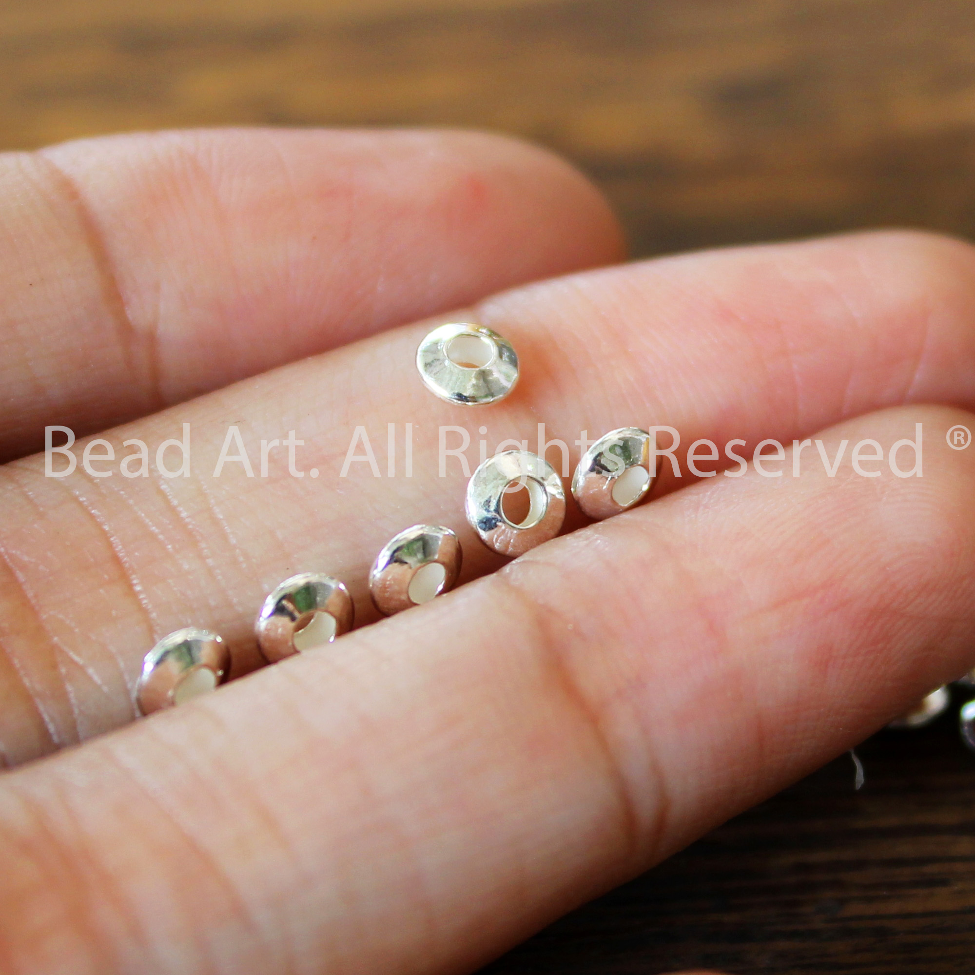 4MM Charm Cách Dẹp Trơn Bạc 925, Phụ Kiện Phối Vòng Tay, Chuỗi Hạt, Trang Sức Phong Thuỷ - Bead Art