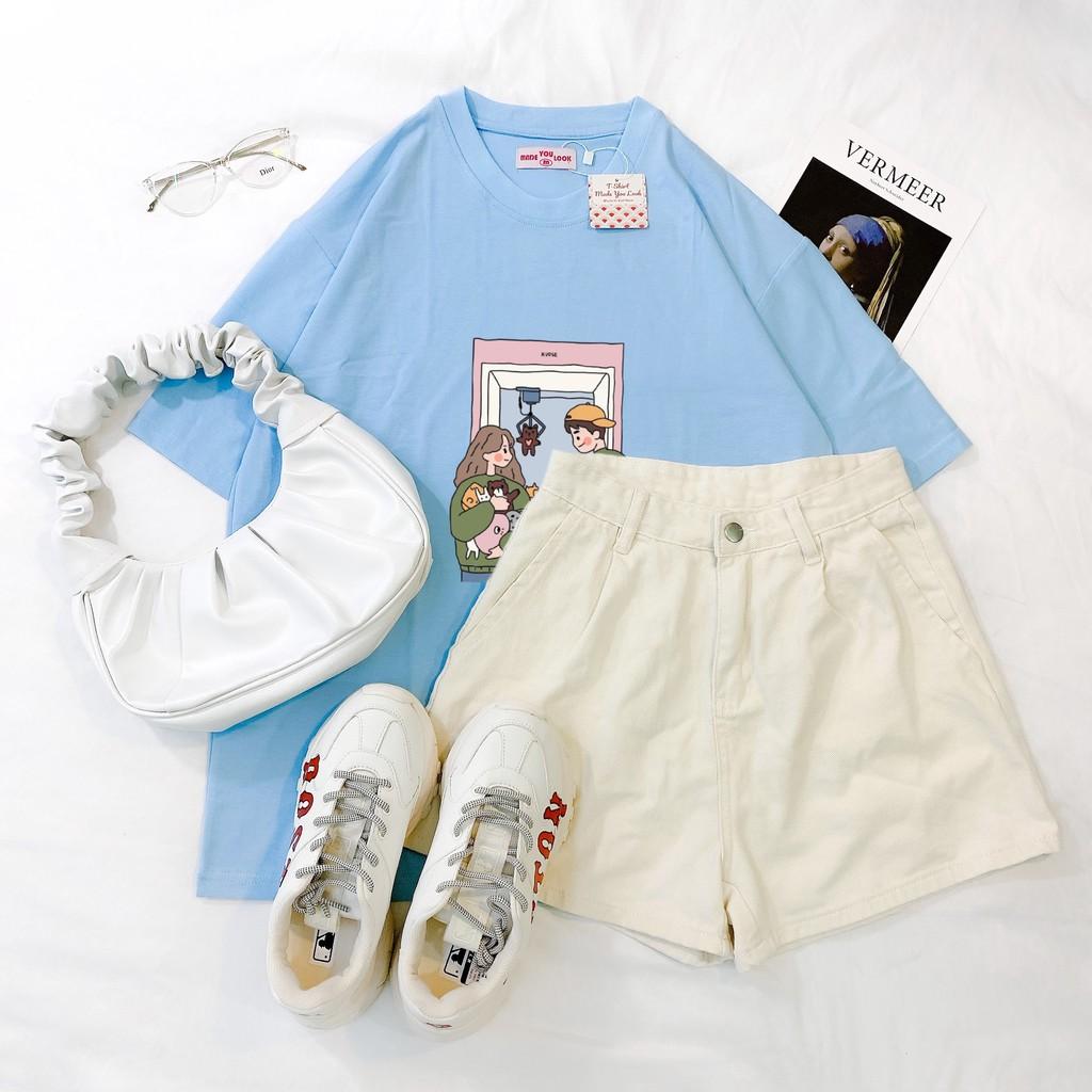 Áo Thun Tay Lỡ Unisex Gắp Thú Form Rộng