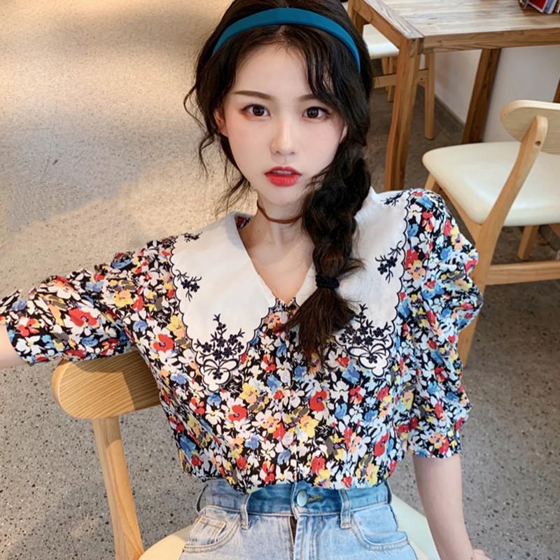 Áo Sơ Mi Nữ Tay Phồng Thêu Hoa Thời Trang