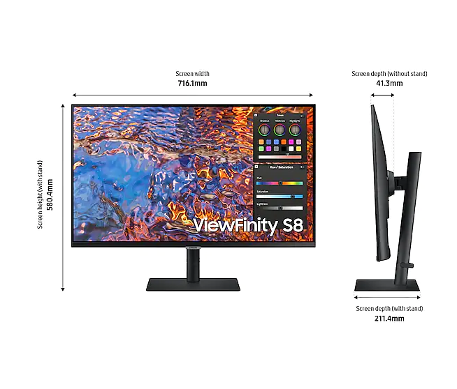 Màn hình đồ họa Samsung ViewFinity S8 UHD LS32B800PXEXXV( 32 inch ( 3,840 x 2,160 ) IPS / 60Hz / 5ms / Display Port / HDMI / USB Hub / USB - C Charging 90W ) - Hàng Chính Hãng