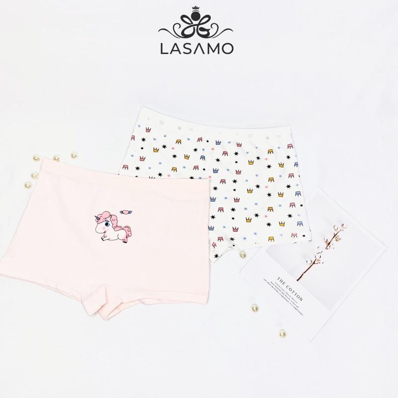 Set 2 chiếc quần chip bé gái, quần lót cho bé gái cotton cao cấp họa tiết Ngựa Pony dễ thương hãng LASAMO mã QLB012