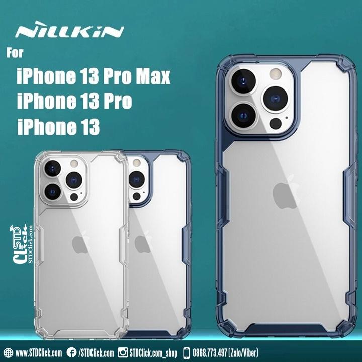ỐP LƯNG DÀNH CHO ĐIỆN THOẠI IPHONE 13 - 13 PRO - 13 PRO MAX - 13 MINI NILLKIN NATURE TPU PRO LƯNG KÍNH PC TRONG VIỀN DẺO