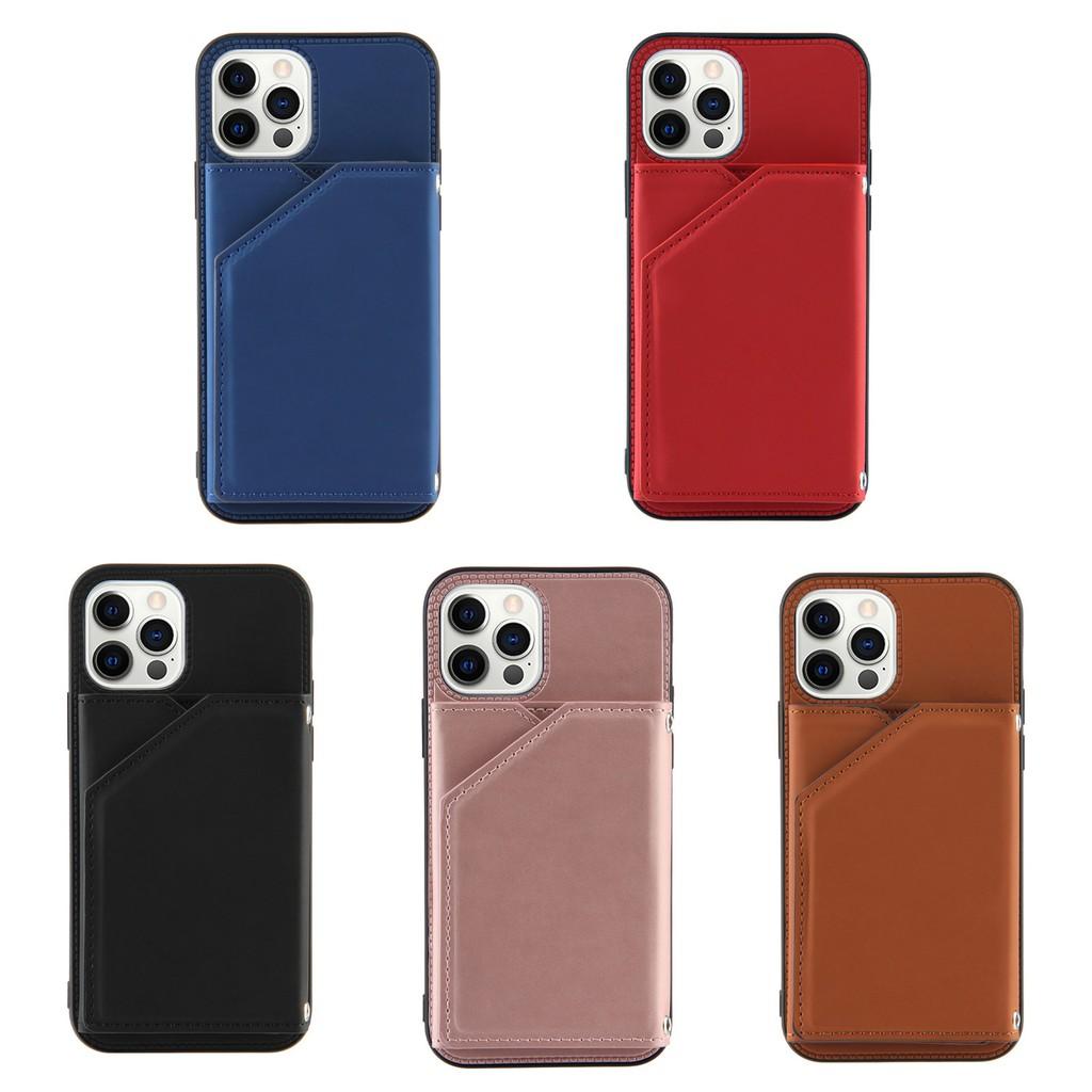 Ốp điện thoại da dạng ví màu trơn có giá đỡ cho iPhone 12 Pro Max 12 Mini iPhone 11 Pro Max XR XS Max 7 8 SE 2020