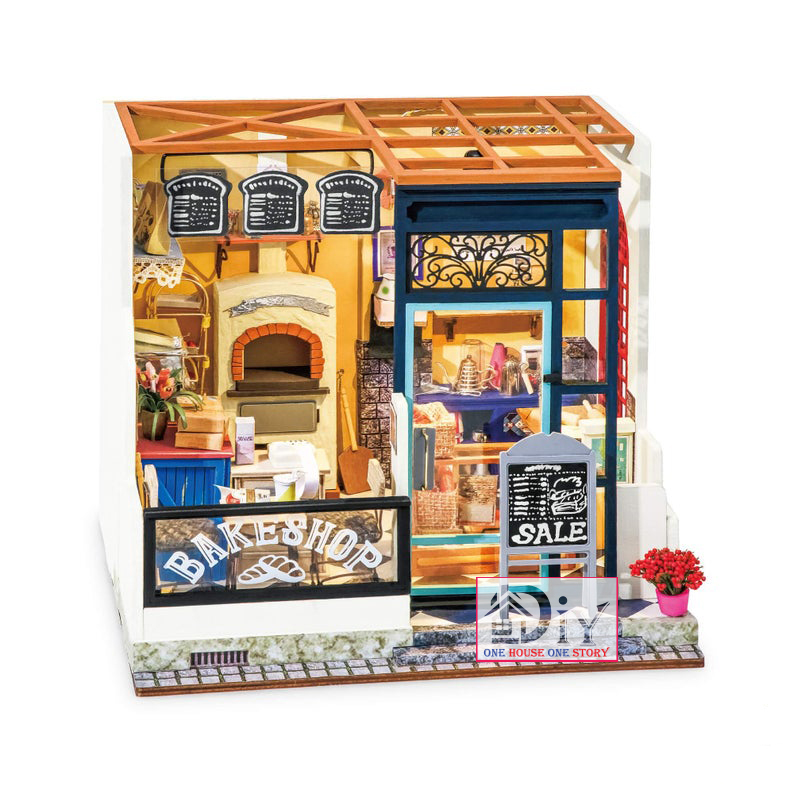 [Bản tiếng Anh]Mô hình nhà tự lắp ráp bằng gỗ Dollhouse NANCY'S BAKE SHOP - mã DG143 (Kèm nhíp + keo)