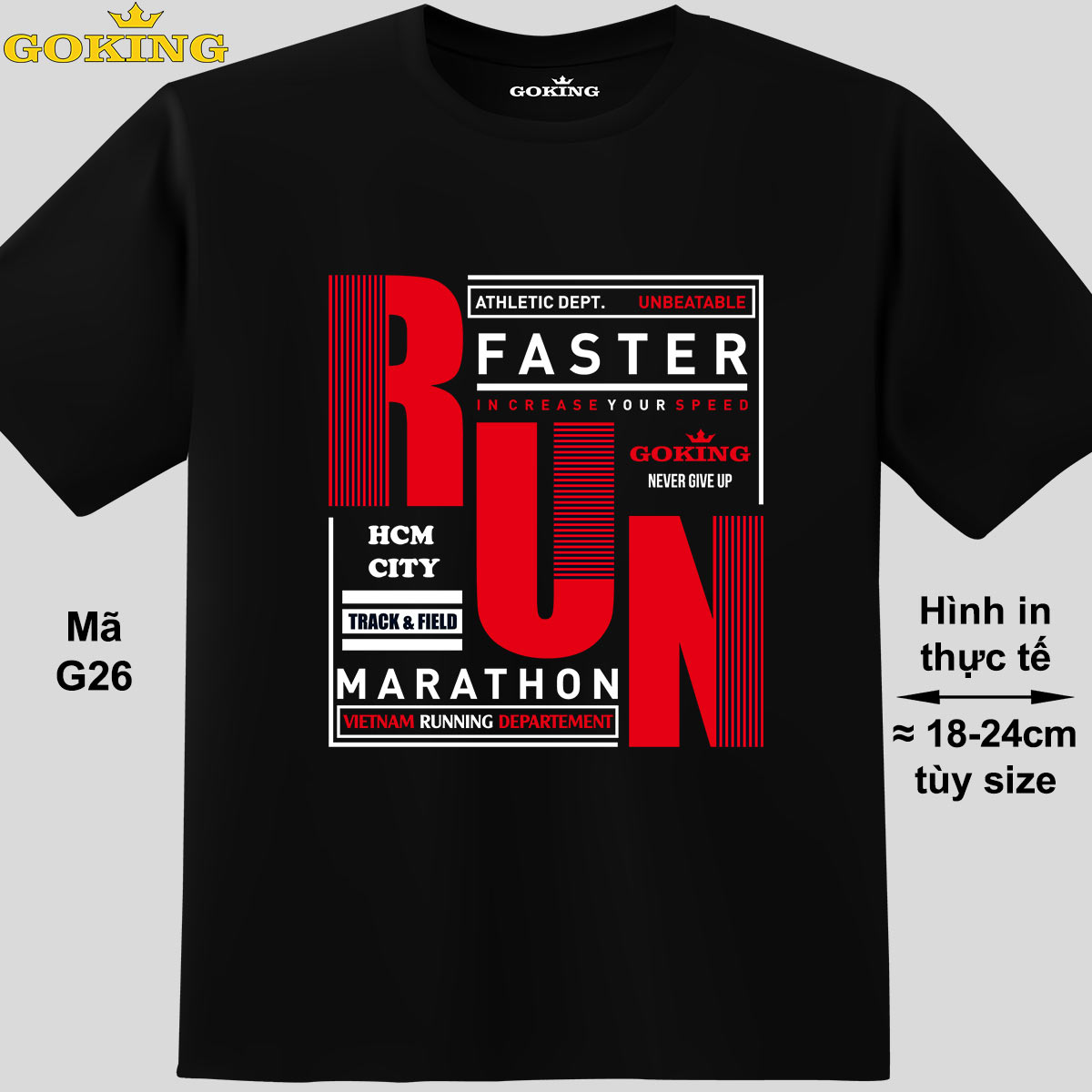Run, Mã G26. Áo Thun In Chữ Siêu Đẹp Cho Nam Nữ, Form Unisex. Áo Phông Hàng Hiệu Goking, Quà Tặng Cao Cấp Cho Gia Đình, Cặp Đôi, Doanh Nghiệp, Hội Nhóm - Đen, Vải Thun Lạnh - Xs