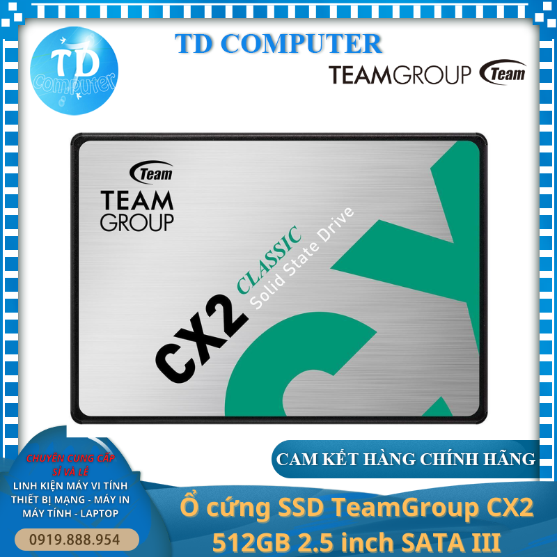 Ổ cứng SSD TeamGroup CX2 512GB 2.5 inch SATA III - Hàng chính hãng Viễn Sơn phân phối