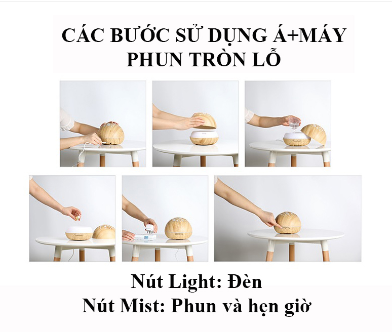 Máy khuếch tán tinh dầu tròn lỗ vàng