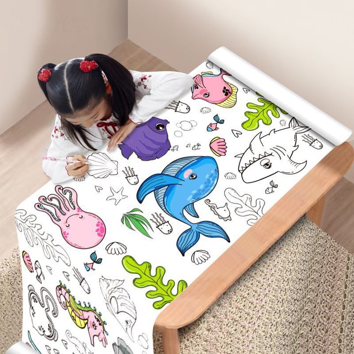 Cuộn tranh tô màu khổ lớn dài 3m, rộng 30cm : Graffiti scroll for children. Decan dán tường, cắt dán sticker cho bé