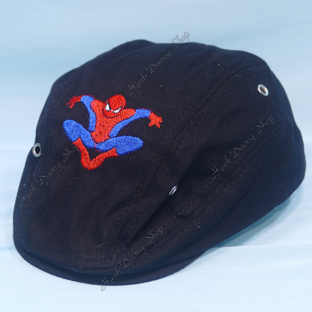 Nón bê rê cho bé từ 1 đến 3 tuổi thêu hình người nhện Spider Man độc đáo, vòng đầu dễ dàng điều chỉnh, chất liệu vải kaki bền đẹp - Hạnh Dương