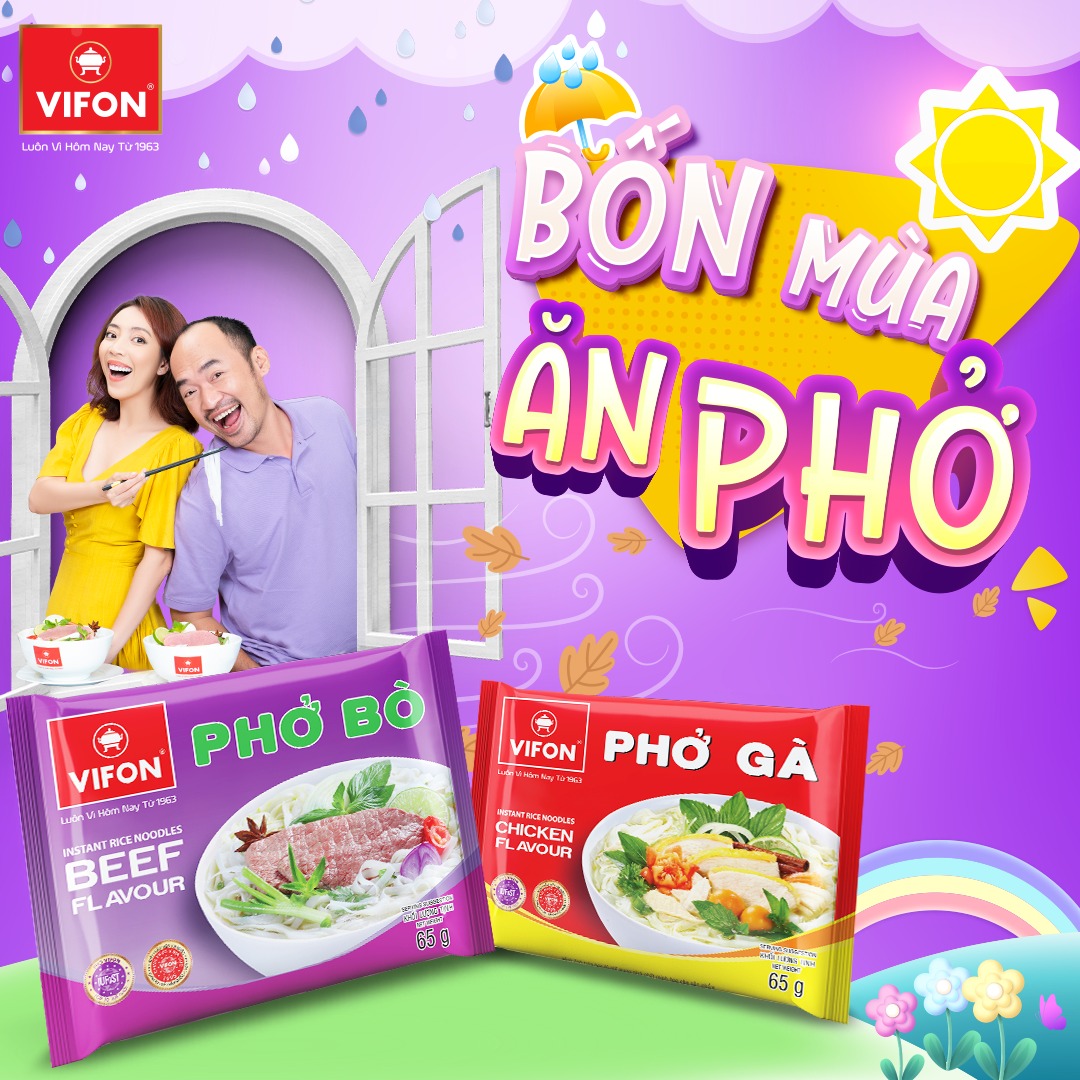 10 gói Phở bò Vifon 65g, phở bò ăn liền Vifon