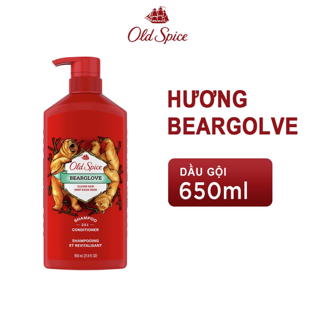 Dầu Gội Xả Old Spice 2in1 Cho Nam Hương Bearglove Hoang Dã 650ml ( không xuất hóa đơn đỏ )