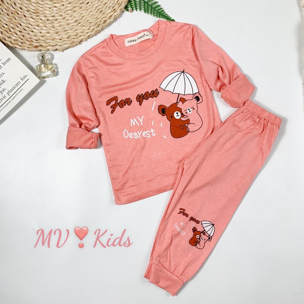 Bộ Quần Áo Bé Gái, Bé Trai Minky Mom Vải Thun Lạnh Động Vật Dễ Thương Dài Tay Cho Bé (MKDTL01