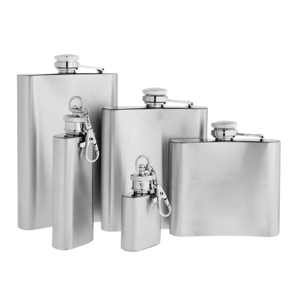 Mini Pocket Hip Flask Key Keychain Stainless Steel Liquor Barware 28ml