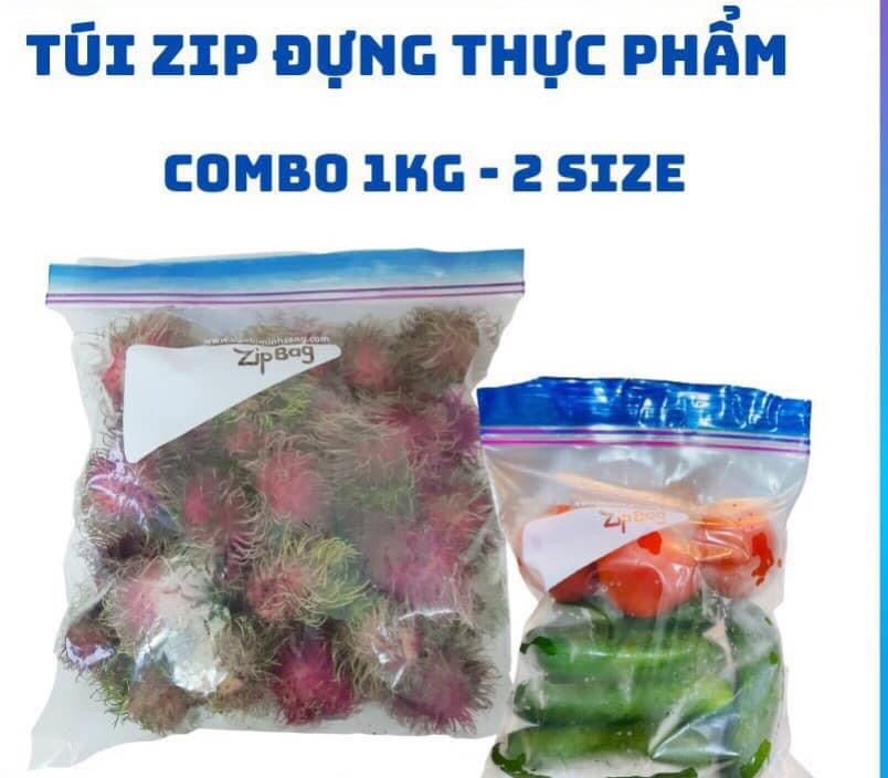 [Sale] Túi zip đựng thực phẩm 1kg combo 17x19cm &amp; 27x28cm giúp bảo quản tươi ngon tiện lợi hơn, giúp rã đông nhanh, lò vi sóng, tái sử dụng