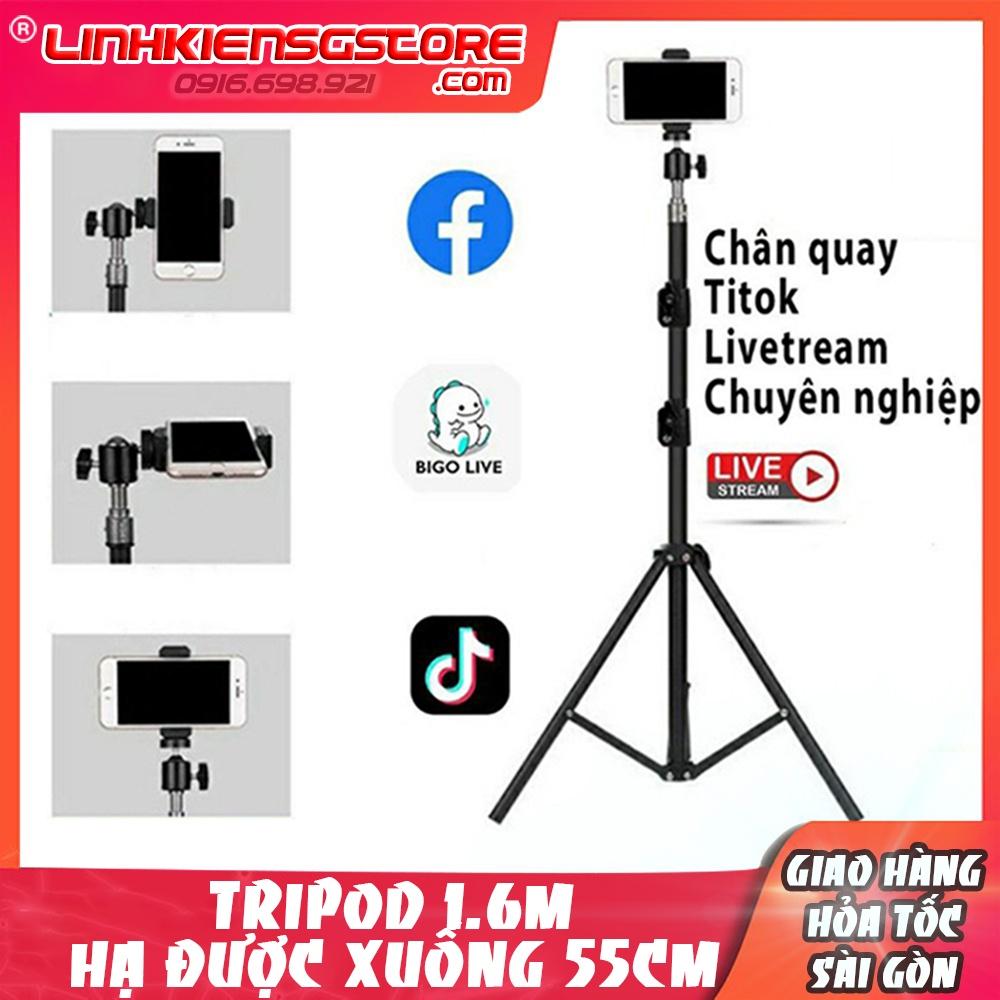 Cây QUAY 1.6M live tik tok livestream chân đứng bi cầu q29 kẹp điện thoại HẠ THẤP ĐƯỢC XUỐNG 60CM