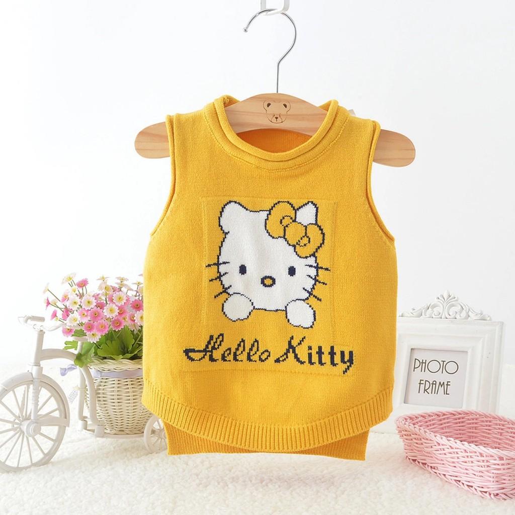 Áo Ghi Lê Len Mèo Hello Kitty đáng yêu cho bé trai và bé gái sơ sinh từ 9-18kg Mẫu hot nhất Thu Đông 2021 - GHILE07
