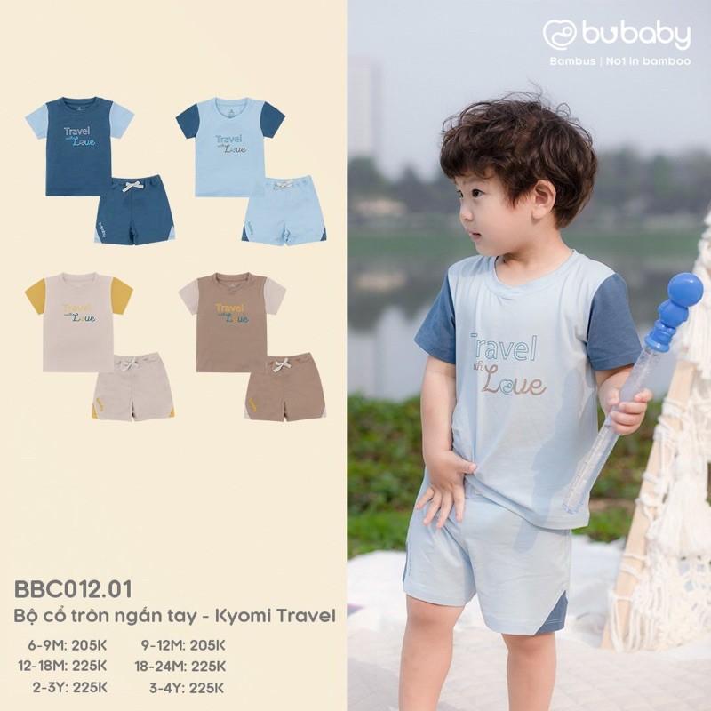 Bộ cộc tay cổ tròn bamboo cotton Bu, Bu baby Kyomi Connection cho bé 6m - 4Y - Bbc1306.02 Xanh ghi