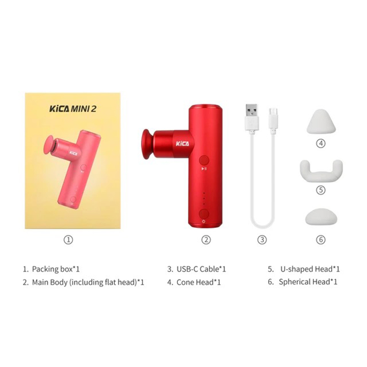 ƯU ĐÃI TẶNG QUÀ -  Máy Mát Xa Cầm Tay KICA MINI 2 Thiết Kế Nhỏ Gọn 3 Đầu Thay Thế 4 Cấp Độ Hỗ Trợ Mát Xa Chuyên Sâu, Giảm Đau - Hàng chính hãng