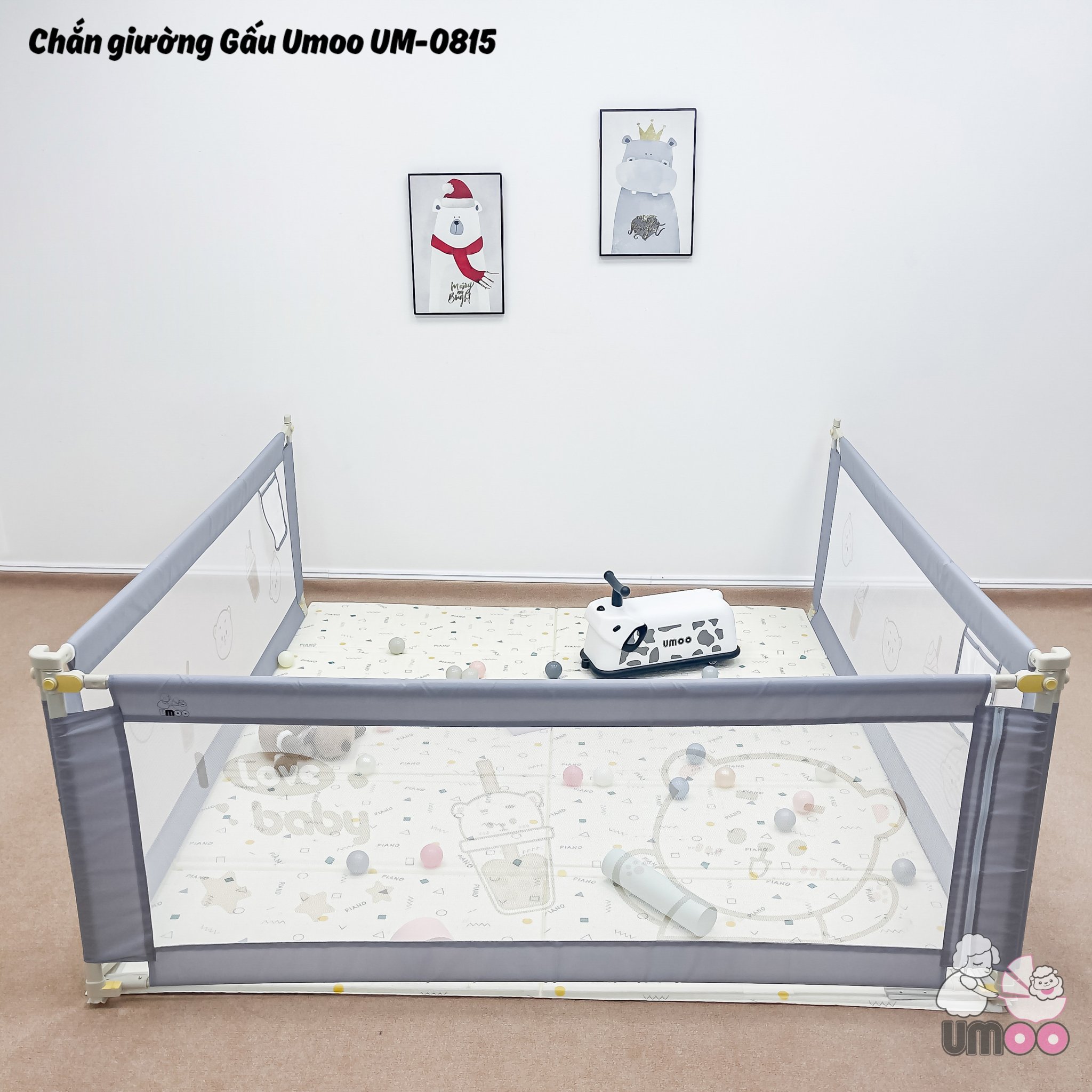 Thanh chắn giường cho Bé- Mẫu mới nhất- 2.0m- Màu Xanh