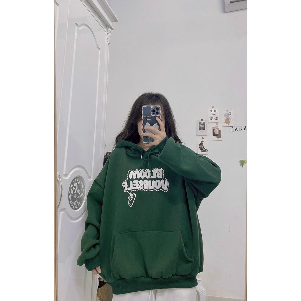 Áo Hoodie Bloom From Rộng Chất Nỉ Cotton Hàng Nón 2 Lớp