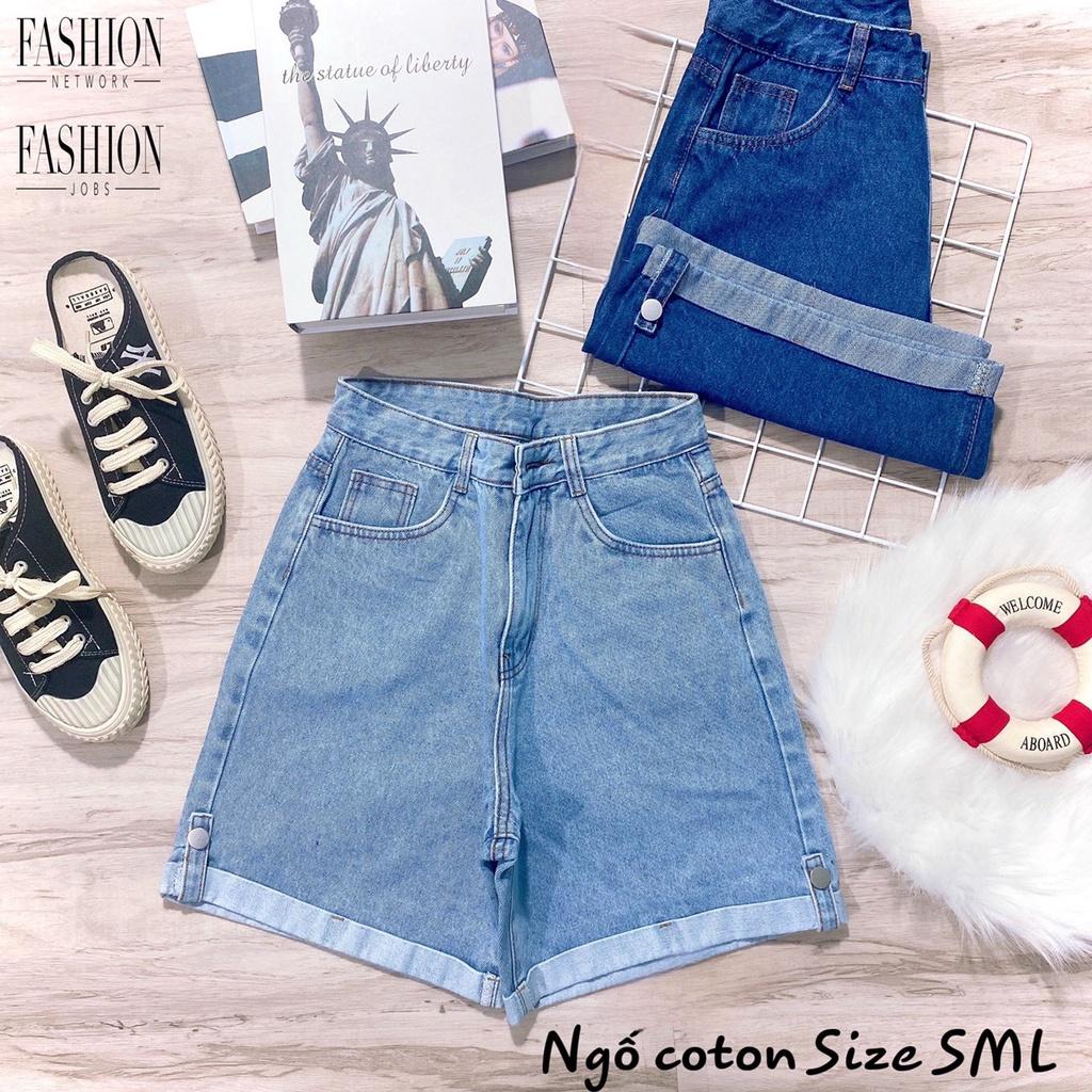 Quần sort jean nữ xăn lai lưng cao- Quần ngố nữ