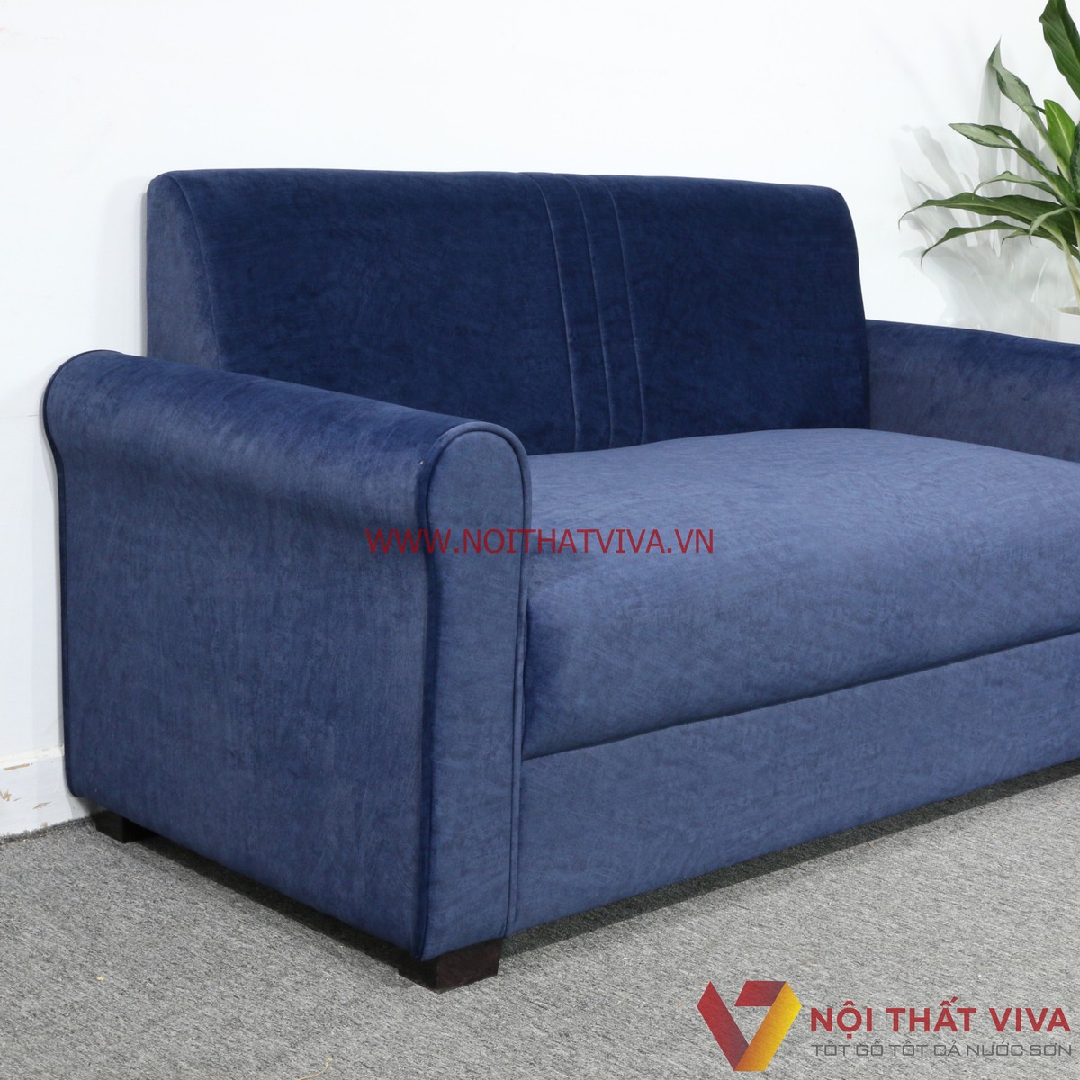 Bộ Sofa Góc Bọc Nhung Màu Xanh Dương Đẹp Hiện Đại Giá Rẻ