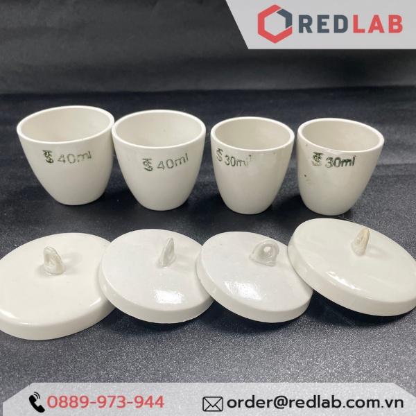 Chén nung sứ có nắp 30 40 50 100ml ONELAB dùng trong thí nghiệm