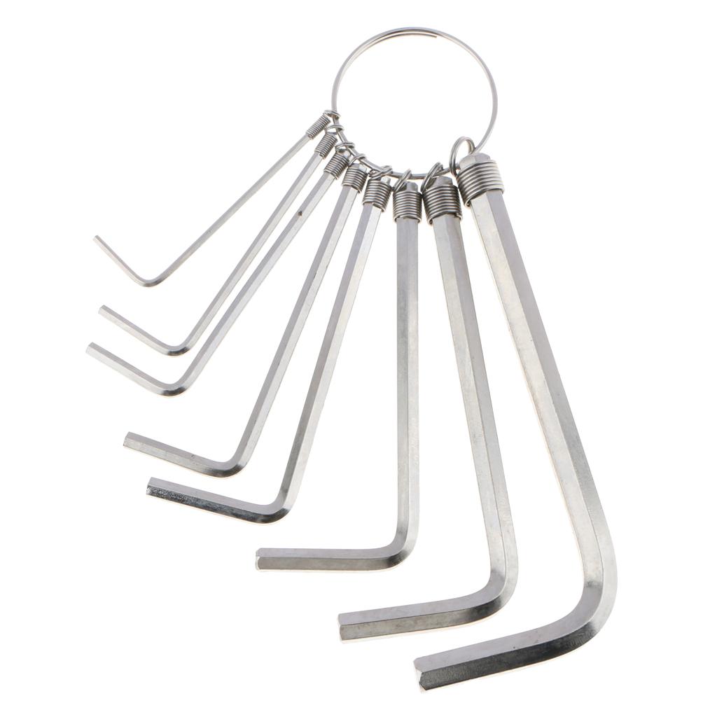 8PCS of 8 Sizes L-Shaped Metric Hex Allen Key Carbon Steel Wrench Set Flat Head with A Keychain