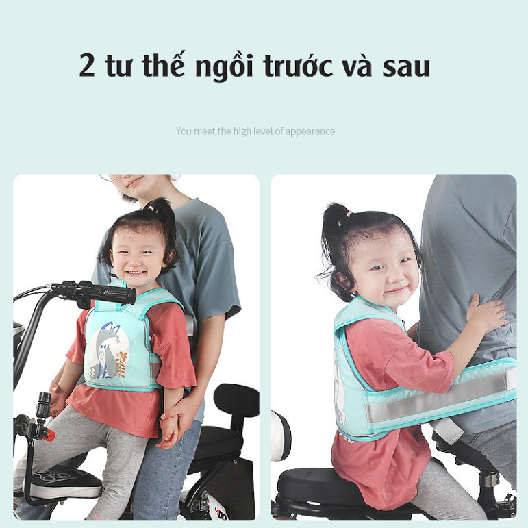 Đai nịt an toàn cho trẻ em ngồi xe máy, có dạ quang ban đêm baby (hồng)