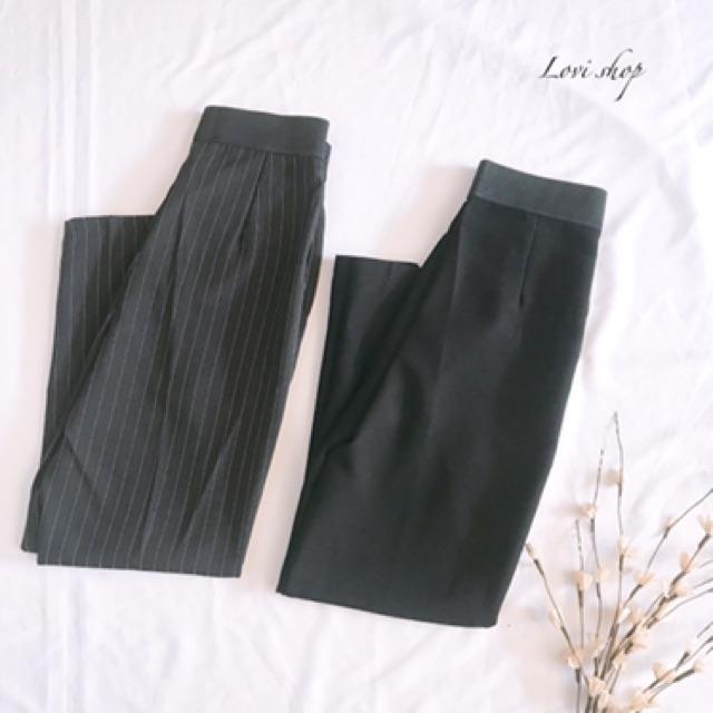 Somi trắng & baggy lưng thun kẻ sọc